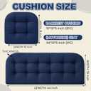 Barydat 3 Pack Wicker Furniture Cushions Waterproof Outdoor/Indoor Tufted Wicker Chair Cushions 1 Loveseat and 2 U-Shape Rattan Chairs for Patio Furniture, Rattan Love Seat, Bench(Navy Blue)