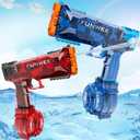 Funwee 2 Pack Electric Water Guns, Full Automatic Electric Squirt Gun High Capacity 500+ Water Blasts, Long Range Water Pistol Blaster Soaker, Summer Outdoor Pool Auto Water Toy for Adult Kid (Light Blue+red)