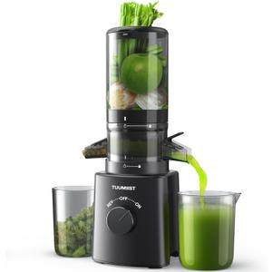 Juicer Machines, TUUMIIST Cold Press Juicer with 4.6'' Large Feed Chute Fit Whole Vegetable And Fruit, Masticating Juicer Easy To Clean, Black
