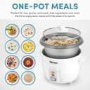 AROMA Rice Cooker, 3-Cup (Uncooked) / 6-Cup (Cooked), Small Rice Cooker, Oatmeal Cooker, Soup Maker, Auto Keep Warm, 1.5 Qt, White, ARC-363NG