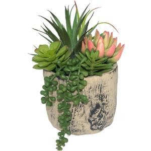 Succulents Plants Artificial, Faux Succulent Plants in Elegant Ceramic Pot Assorted Faux Potted Succulent Plant for Home Living Rooms Bedroom Dcor (7.9)