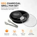 Korean-Style Smokeless Outdoor BBQ Grill Pan Alloy Grilling Mesh, Even Heating,Oil Drain Design, Easy Clean, Non-Stick & Non-Burning,Includes 304 Stainless Steel Tongs,Black,(Made in Japan)
