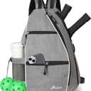 Aloof Pickleball Bag, Adjustable Pickleball, Racketball Sling Bag, Backpack with Water Bottle Holder (Grey)