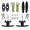 Matching T-Handles Lock Set Locking T-Handle Set for Truck Camper Shell with Dust Cover -2 Pack clockwise and Counter-clockwise with 4 Keys and Hardware（Key Alike）