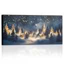 SVFGHGGN Navy Blue and Gold Rustic Winter Large Christmas Tree Framed Above Wall Art Pictures Canvas Decor Decorations for Bedroom Room Home, 40x20 Inches