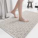 Bathroom Rugs Mat 16x24, Extra Soft Absorbent Chenille Bath Rug, Non Slip PVC Backing Washable Quick Dry Bath Mats for Bathroom Fit Under Door, Tub, Shower, Sink, Home Decor Accessories Beige