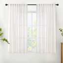 YoungsTex Natural Linen Curtains 54 Inches Long - Short Drapes Semi Sheer with Rod Pocket Back Tab Rustic Lightweight for Living Room Windows, 2 Panels, 42 X 54 Inch (Ivory White)