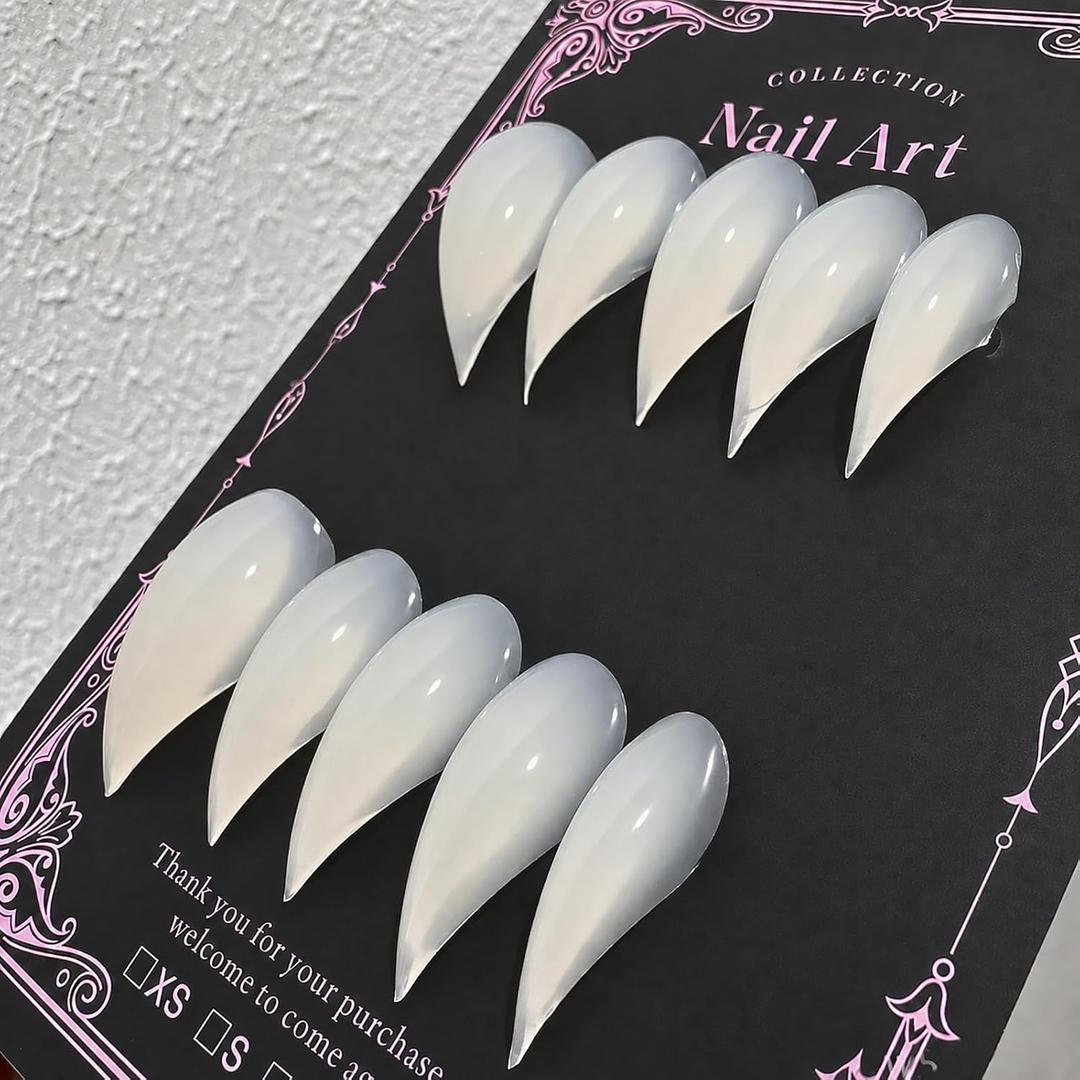 Handmade Cat Claw Press on Nails Medium Curved Stiletto Fake Nails, Reusable Cat Claw Nail Tips, Unique Eagle Claw Acrylic Nails for Women Girls Daily Cosplay Party Nail Art(M)