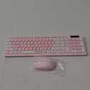 Wireless Keyboard and Mouse Combo, Reccazr 2.4G Full-Sized Keyboard and Mouse Cordless, 3 DPI Adjustable Mouse, Dual-System Keyboard for Computer/Laptop/Windows/Mac (Pink & White)