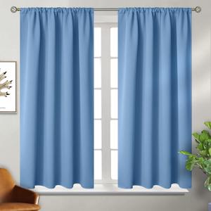 BGment Rod Pocket Blackout Curtains for Bedroom - Thermal Insulated Room Darkening Curtain for Living Room, Denim Blue, 42 x 54 Inch, 2 Panels