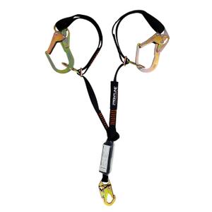 Frontline LPO62RADJ Combat™ 6' Tie-Back Double Leg Shock Absorbing Lanyard with Rebar Hooks