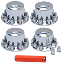 JESONN 4 PCS of Chrome Plated ABS Plastic Rear Axle Wheel Cover with 33mm Screw-on Lug Nut Covers for Semi Trucks (Standard)