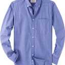 Alimens & Gentle Mens Solid Oxford Shirt Long Sleeve Dress Shirt Work Casual Button Down Shirts with Pocket (XX-Large, Aroyal Blue)