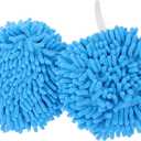 MAGICLULU 2Pcs Chenille Hand Towel with Hanging Loop Soft Absorbent Bathroom Kitchen Towels Quick Drying Fuzzy Ball Design for Versatile Use