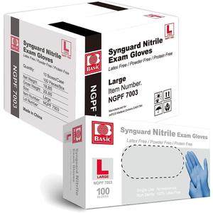 Basic Medical Blue Nitrile Exam Gloves - Latex-Free & Powder-Free - NGPF-7003 (Case of 1, 000), Large