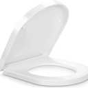 D/U Shape Toilet Seat,Soft Close and Quick-Release for Easy Cleaning Toilet Seats Cover,Stable Hinge Design to prevent shifting -White Elongated Toilet Lid