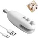 2Pcs Mini Bag Sealer with Cutter and Magnet,Portable Handheld 2 in 1 Rechargeable Food Bag Sealer for Sealing and Cutting,Heat Sealer for Plastic Bag Snack Bag Food Storage (White+Blue)