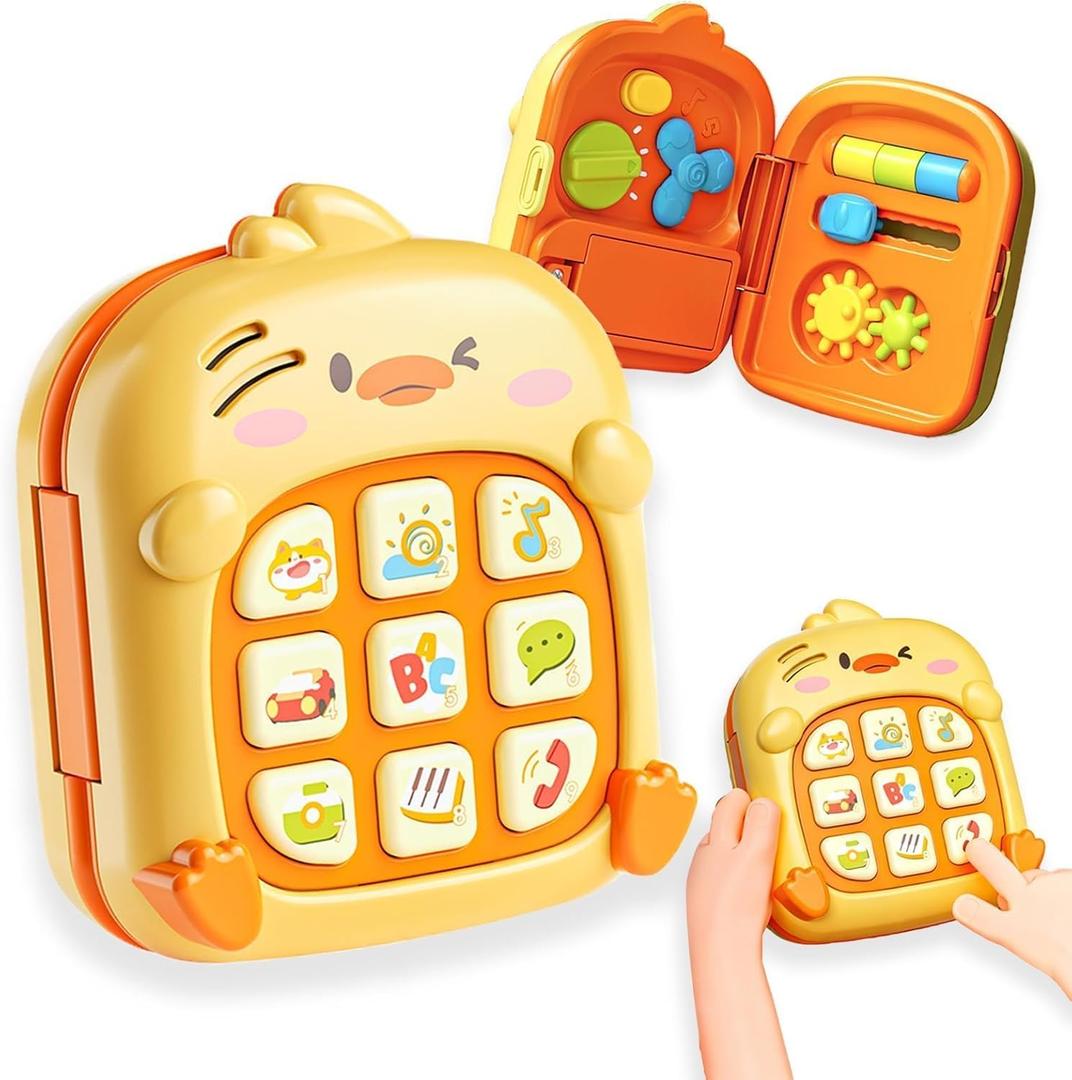 COUOMOXA Duck Baby Music Toy for Toddler: 1-3 Years Old Kids Sensory Busy Board - Montessori Early Educational Toy for 9-12-18 Month Age Travel Game - Christmas Birthday Gift for Boys Girls