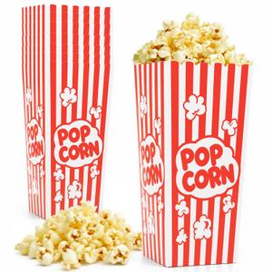 Homrelaxy 24 Pcs Popcorn Boxes, 7.9" Tall and 3.6" Square Large Capacity Popcorn Containers Buckets for Pop Corn Machine, Movie Night, Cinema, Carnival, Party, Concessions