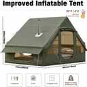 4-6 Person Inflatable Camping Tent, Panoramic PVC Skylight & Privacy Cover, 420D Oxford Waterproof UPF30+, PVC Air Beams, Mesh Ventilation, 5-Min Quick Setup Blow Up Tent for Family, 118x79x79 inch/3x2x2 m