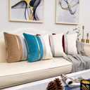 Yangest Wine Red Christmas Velvet Throw Pillow Cover with Gold Striped Leather Cushion Case Modern Luxury Pillowcase for Sofa Couch Bedroom Living Room Home Decor,20"x20"