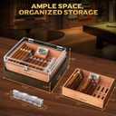 VALLUME Cigar Humidor, Acrylic Humidor with Wooden Drawer Base, Compact Desktop Humidor, Features Gel-Controlled Sliding Cigar Humidifier, Cedar Wood Tray, Ideal Gift for Men (Small size)