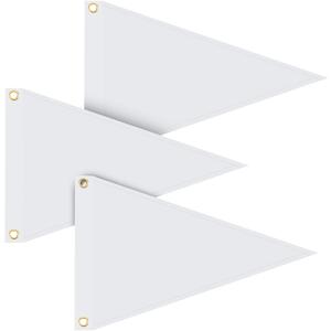 Peryiter 3 Pieces Nylon Pennant Flags Triangle Boat Blank Flag Metal Grommets for Boats Sailing Outdoor Home Indoor Gyms Businesses Party Decorations(White,12 x 18 Inch)