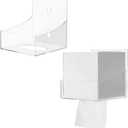 Geelin 2 Pcs Tissue Box Holder Wall Mount Acrylic Dispenses Tissue Box Shelf Gloves Wipes Paper Napkins Organizer Upward or Downward for Kitchen Bathroom Office Rv (Clear)