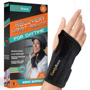 ComfyBrace Copper Infused Wrist Brace/Hand Brace/Wrist Support for Carpal Tunnel Syndrome, Arthritis, Tendonitis For Men and Women (Left Hand, Small/Medium)