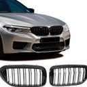 Front Grill Double Slats Grill for BMW 5 Series G30 530e 530i 540i 550i xDrive 2017 2018 2019 2020 - Front Kidney Grille (ABS Glossy Black)