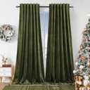 Dchola Olive Green Velvet Curtains for Bedroom Window with Back Tab, Super Soft Vintage Luxury Heavy Drapes, Room Darkening Thermal Insulated Curtain for Living Room, W52 by L108 inches, 2 Panels