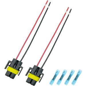 H11 H8 Wiring Harness with Tinned Copper & Teflon Jacket - Headlight Fog Light Pigtail Connector Plug Kit, Low Beam Socket Adapter for H11 H8 LED Bulbs, Automotive Electrical Replacement