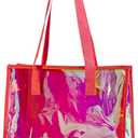 TotePrint Clear Tote Bag Holographic Tote Bag Iridescent Beach Handbag Waterproof Sandproof for Work Stadium Travel