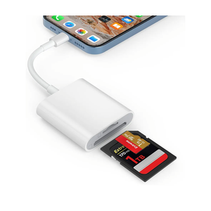 SD Card Reader for iPhone, Memory Card Reader with Dual Slot for SD/TF Card Plug and Play Trail Game Camera SD Card Viewer Lightning to MicroSD Card Camera Adapter for iPad No App Required