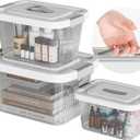 Stackable Plastic Storage Bins with Lids, 3 Pack (6, 10, 17 Quart) BPA-Free Containers, Top Handle and Safty Locks for Moving, Dorm, Garage, Closet - Clear