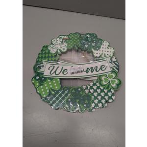 3 x Wooden St. Patrick's Day Decoration Shamrock Door Wreath for Front Door Sign Irish Welcome Wall Signs Shamrock Clover Spring Decoration for Home Outdoor Indoor Supplies