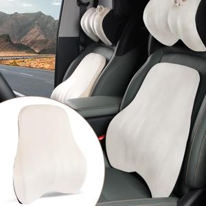 1Pcs White Lumbar Support Pillow Multi-Functional Back Cushion For Car,Office Chair, Or Gaming Chair Use,100% Memory Foam Back Cushion For Lower Back Pain,Breathable Micro-Channel Design-Ergonomic.