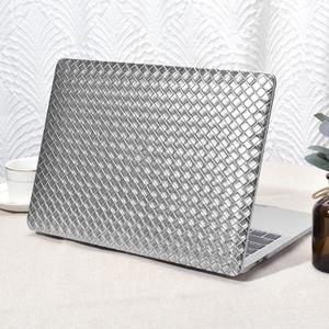 Seorsok Compatible with MacBook Air 13 Inch Case2022 2021 2020 2019 2018 Release A1932 A2179 M1 A2337 Touch ID,Elegant Plastic Hard Shell Case&Keyboard Cover,Sliver Tartan PVC Leather No Logo Cutout (Silver)