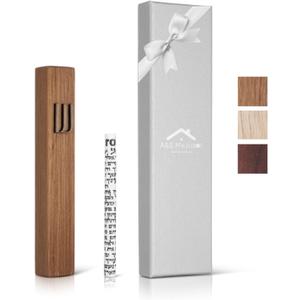 Wood Mezuzah Case With Scroll For Door Modern/ Traditional Design, Easy Peel and Stick Mezuzah cover, Home Blessing And Protection Houswarming Gift. (Oak+ Wood, 6 Inches)