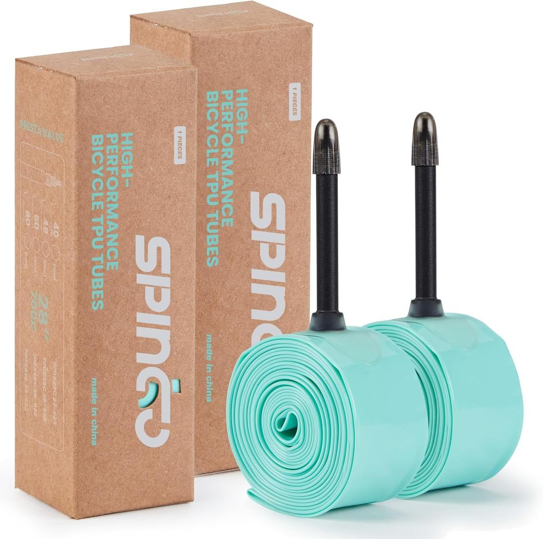 2-Pack SPINGO Inner Tube 700C x23-32C / MTB26/27.5/29inch TPU Inner Tubes with 40mm/48mm/60mm/80mm Presta Valves/Schrader Valve Lightweight