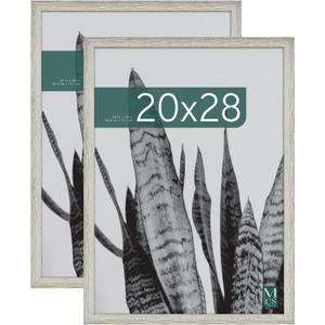 MCS Studio Gallery 20x28 Poster Frame Gray Woodgrain, Vertical & Horizontal Wall Hanging Large Picture Frame for Photos, Posters & Art Prints (2-Pack)