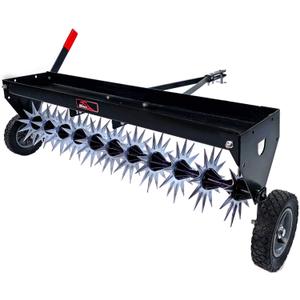Brinly SAT2-40BH-P Tow Behind Spike Aerator with Transport Wheels, 40" - Hammered Black