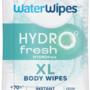 WaterWipes HydroFresh Refresh Wipes, Stay Clean & Refreshed, XL Body Cleaning Wipe, Instant Cleanliness, Odor & Sweat Removal, Ideal for Gym, Travel & Outdoor Use, 18 Count (2 Pack), EXP: 08/27
