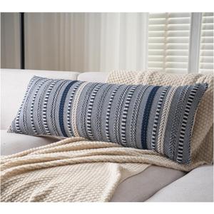 Boho Lumbar Pillow Covers 14x36 Long, Farmhouse Decorative Couch Pillow Cases, Navy Blue Accent Pillows of Bed, Sofa Bedroom Living Room Home Decor Cushion Cover, Pack of 1
