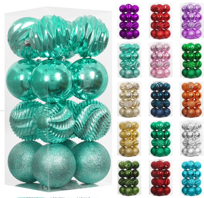 XmasExp Christmas Ball Ornaments (3.15", Mint Green) 16ct Christmas Ball Ornaments Shatterproof Xmas Tree Hanging Balls Decorations Perfect for Holiday Wedding Christmas Decor