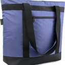 BeeGreen Cooler Bag Soft Leakproof Insulated Tote with Zipper for Beach Travel Grocery (Navy Blue)