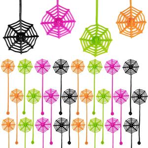 40PCS 7.9 inches Sticky Spider Web Party Favors Pack Halloween Party Favors, Gifts For Birthday, Goodie Bag Classroom Prizes, 4 colors