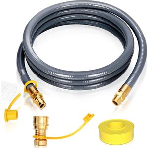 3/4" Natural Gas Hose for Generator, 15FT 3/4" ID Natural Gas Hose with Quick Connect for NG/LP Propane Appliances, Grill, Patio Heaters, Generators, Indoors & Outdoors CSA Certified