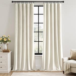 MIULEE Ivory Velvet Curtains 84 Inch Long Luxury Super Soft Thermal Insulated Blackout Curtains Room Darkening Drapes Rod Pocket Design for Bedroom Living Room Set of 2 Panels, W40 x L84 Inch