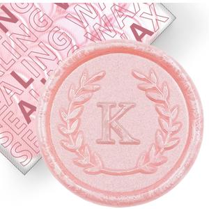 50Pcs Pink Letter K Adhesive Wax Seal Stickers, Hand-Made, No Need Seal Stamp, Tear and Use Wax Stickers for Wedding Invitations, Envelopes, Christmas Gift